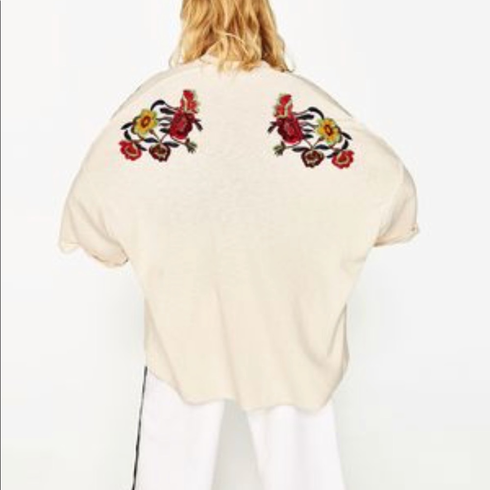 Zara embroidered floral kimono cardigan